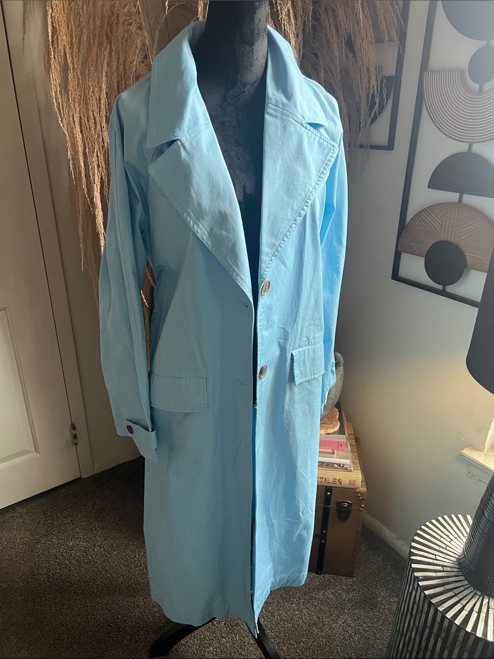 a new day Belted Light Blue Women's Trench Coat - Single-Breasted